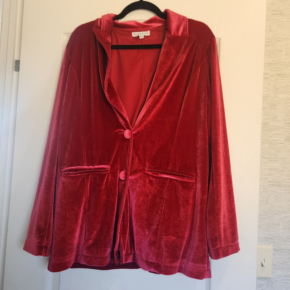 Luxurious Red Velvet Blazer Classic Suit Jacket